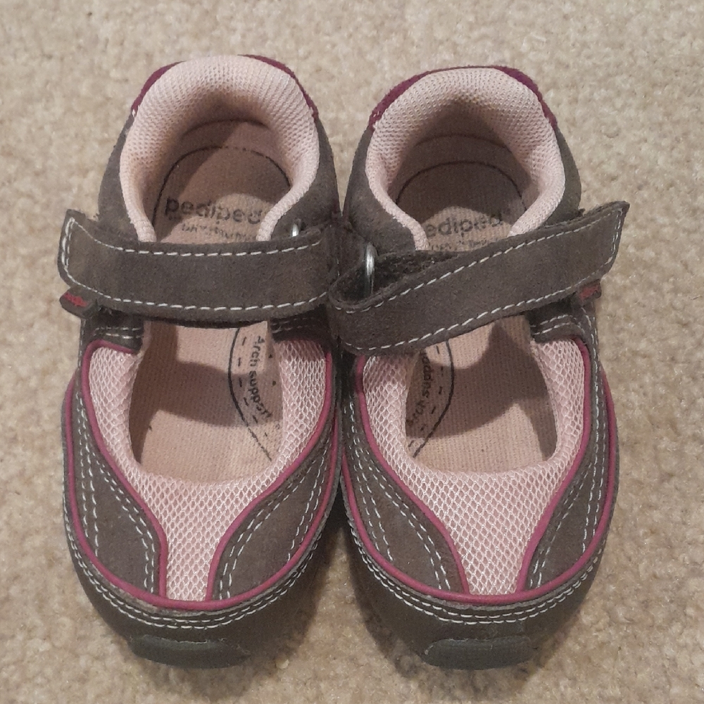 Pediped Brown and Pink Baby Shoes, Size 21